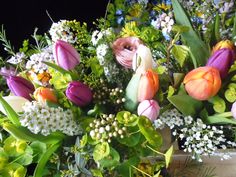 Bright spring tulip arrangements
